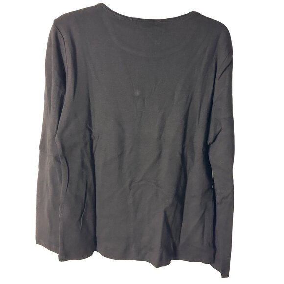 Karen Scott PMed Black Long Sleeve Top With Festive Dachshund Christmas Design - Picture 4 of 10